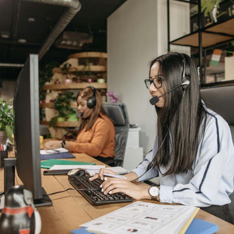 Person working in luxury office space